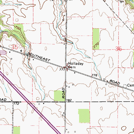 Topographic Map of Holladay Cemetery, IN