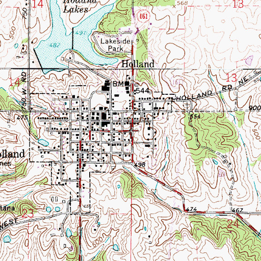 Topographic Map of Holland, IN