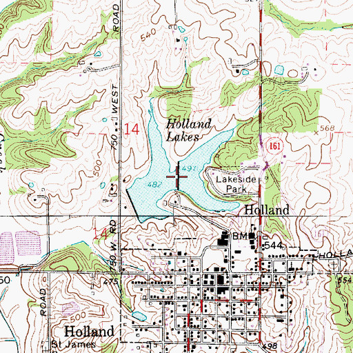 Topographic Map of Holland Lake, IN