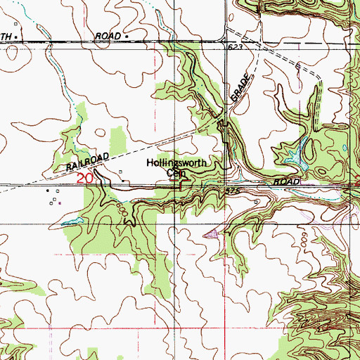 Topographic Map of Hollingsworth Cemetery, IN
