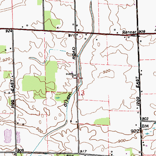 Topographic Map of Hollis Ditch, IN