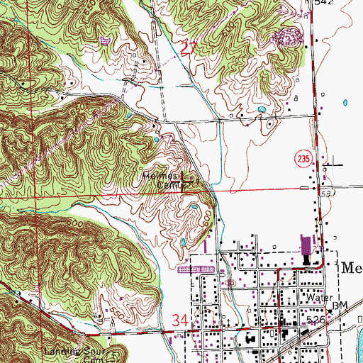 Topographic Map of Holmes Cemetery, IN