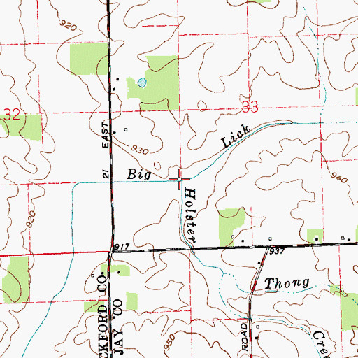 Topographic Map of Holster Creek, IN
