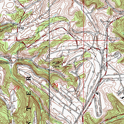 Topographic Map of Holt Cemetery, IN