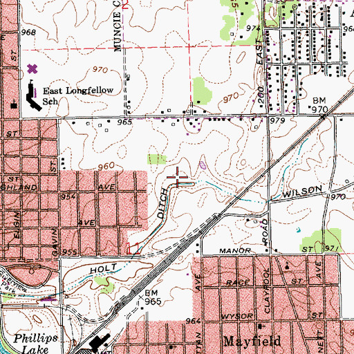 Topographic Map of Holt Ditch, IN