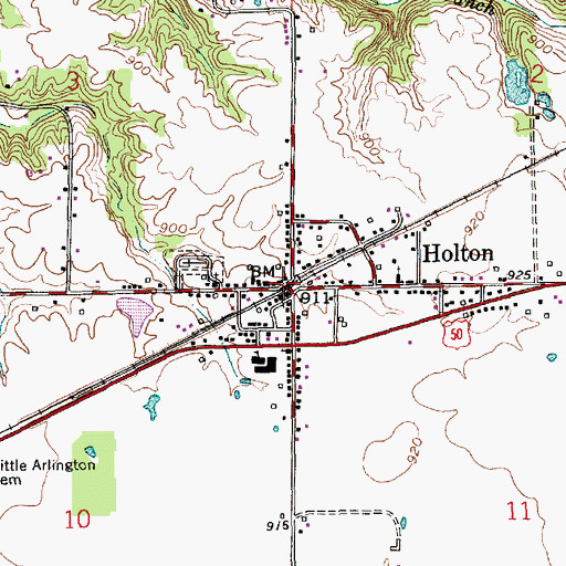 Topographic Map of Holton, IN
