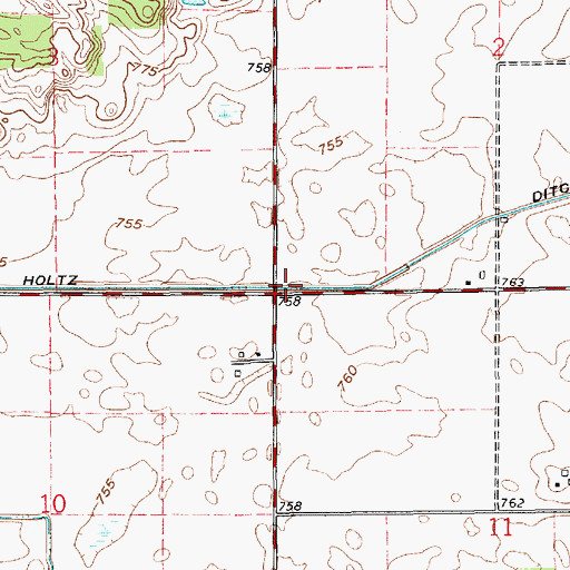 Topographic Map of Holtz Ditch, IN