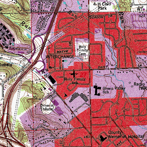 Topographic Map of Holy Family School, IN