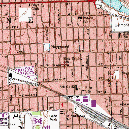 Topographic Map of Holy Trinity School, IN