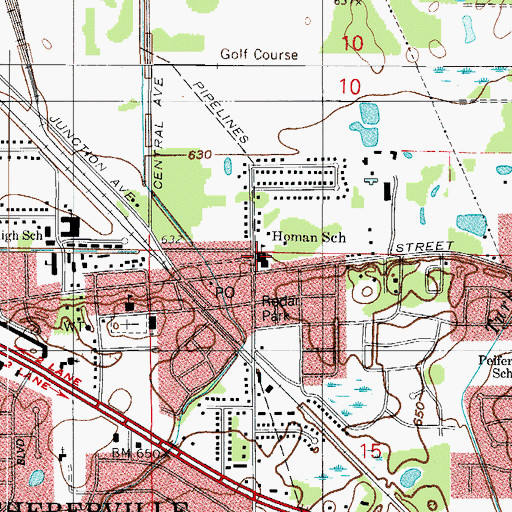 Topographic Map of Homan Elementary School, IN