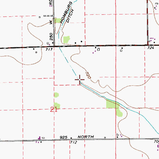 Topographic Map of Homburg Ditch, IN
