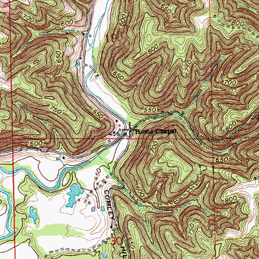 Topographic Map of Home Chapel, IN