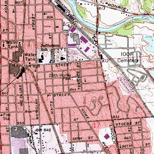 Topographic Map of Home Park, IN