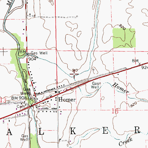 Topographic Map of Homer Run, IN