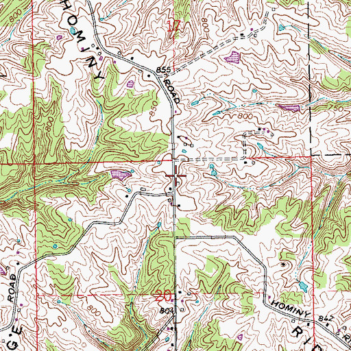 Topographic Map of Hominy Ridge, IN