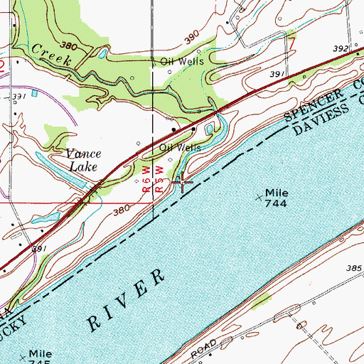 Topographic Map of Honey Creek, IN