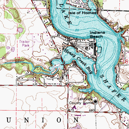 Topographic Map of Honey Creek, IN