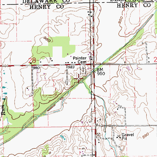 Topographic Map of Honey Creek, IN