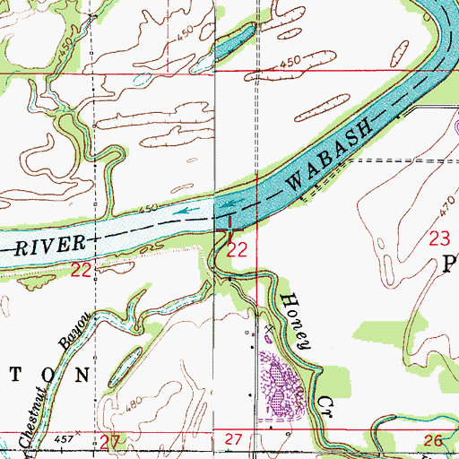 Topographic Map of Honey Creek, IN