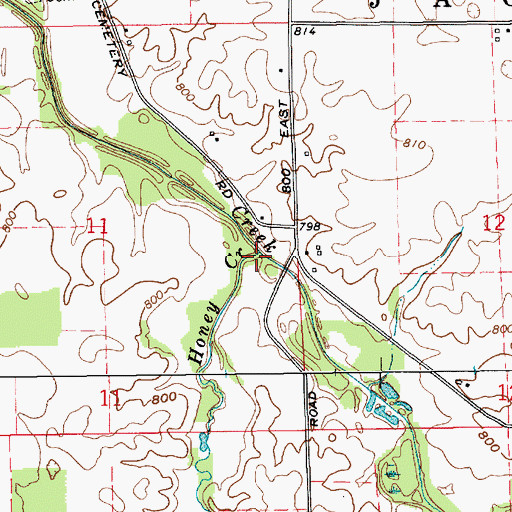 Topographic Map of Honey Creek, IN