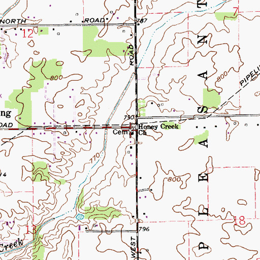 Topographic Map of Honey Creek Church, IN