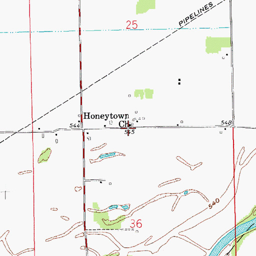 Topographic Map of Honeytown Church, IN