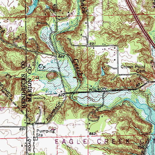 Topographic Map of Hook Creek, IN