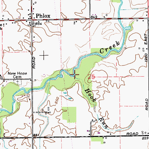 Topographic Map of Hook Run, IN