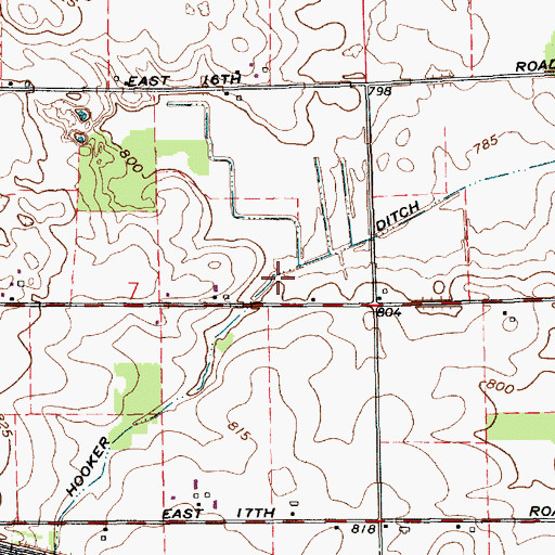 Topographic Map of Hooker Ditch, IN