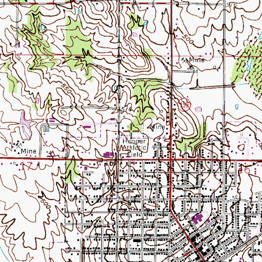 Topographic Map of Hooper Athletic Field, IN