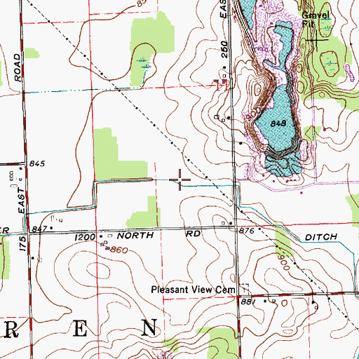 Topographic Map of Hoopingarner Ditch, IN