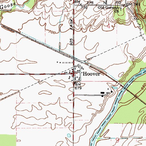 Topographic Map of Hoover, IN