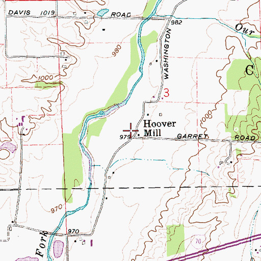 Topographic Map of Hoover Mill, IN