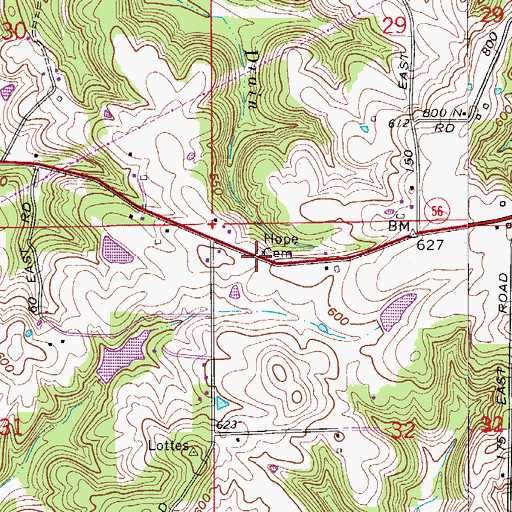 Topographic Map of Hope Cemetery, IN