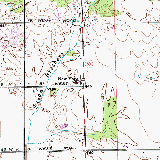 Topographic Map of Hope Church, IN