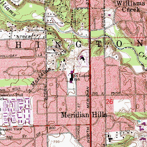 Topographic Map of Hope Evangelical Lutheran Church, IN
