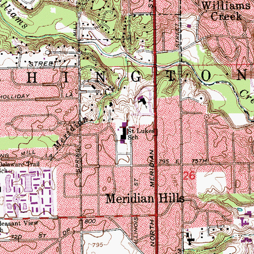 Topographic Map of Hope Evangelical Lutheran Church, IN