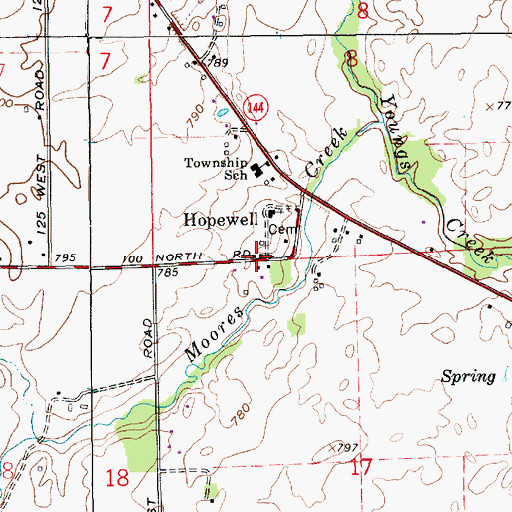 Topographic Map of Hopewell, IN