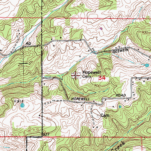 Topographic Map of Hopewell Cemetery, IN