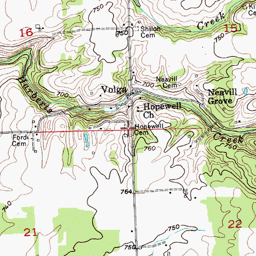 Topographic Map of Hopewell Cemetery, IN