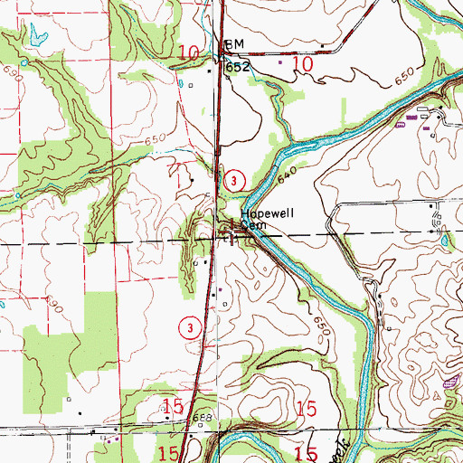 Topographic Map of Hopewell Cemetery, IN