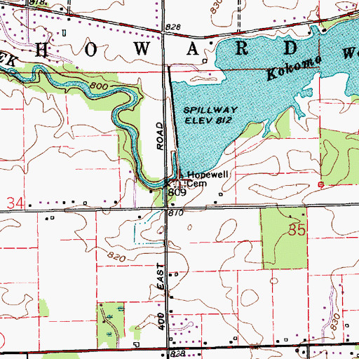 Topographic Map of Hopewell Cemetery, IN