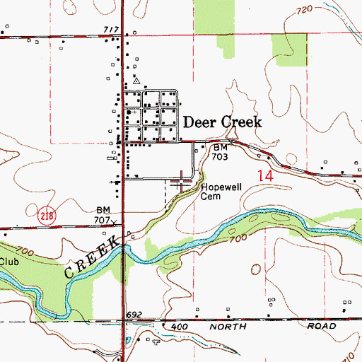 Topographic Map of Hopewell Cemetery, IN