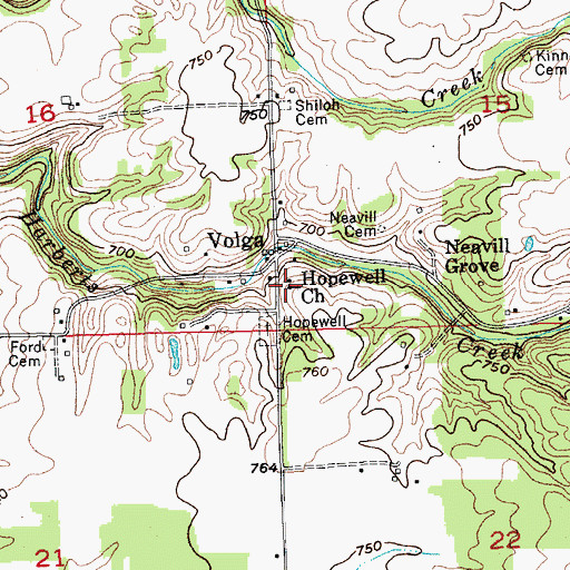 Topographic Map of Hopewell Church, IN