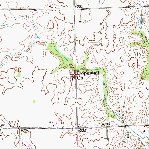 Topographic Map of Hopewell Church, IN