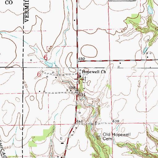 Topographic Map of Hopewell Church, IN