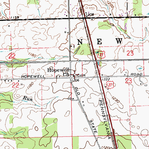 Topographic Map of Hopewell Church, IN