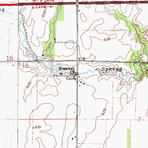 Topographic Map of Hopewell Church, IN