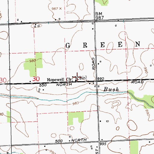 Topographic Map of Hopewell Church, IN