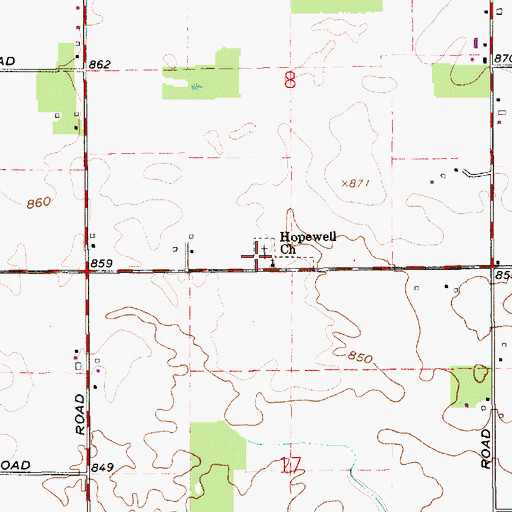 Topographic Map of Hopewell Church, IN